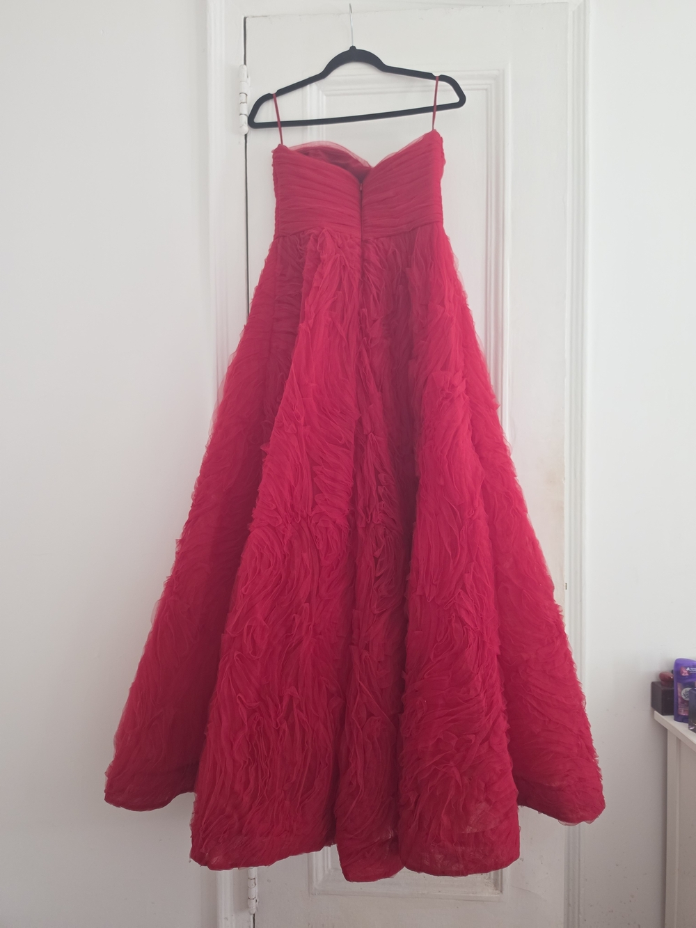 Rebecca Vallance Red Strapless Textured Ball Gown - Picture 6 of 7